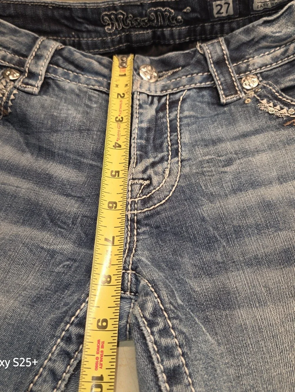 Miss Me Easy Boot Mid Rise Bootcut Jeans Light Wash Embellished Size 27 JE8700ES